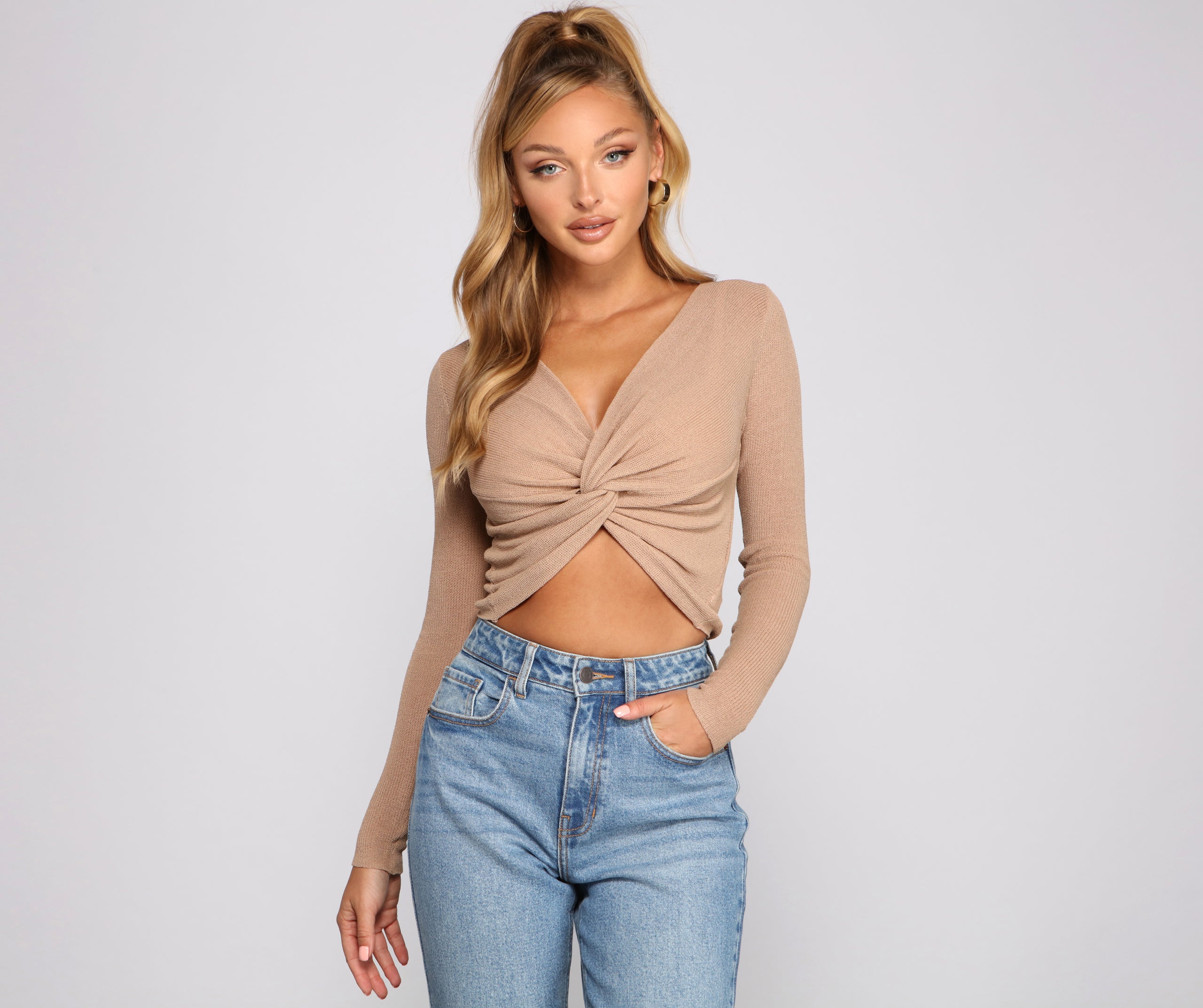 Trendy Twist Front Crop Top