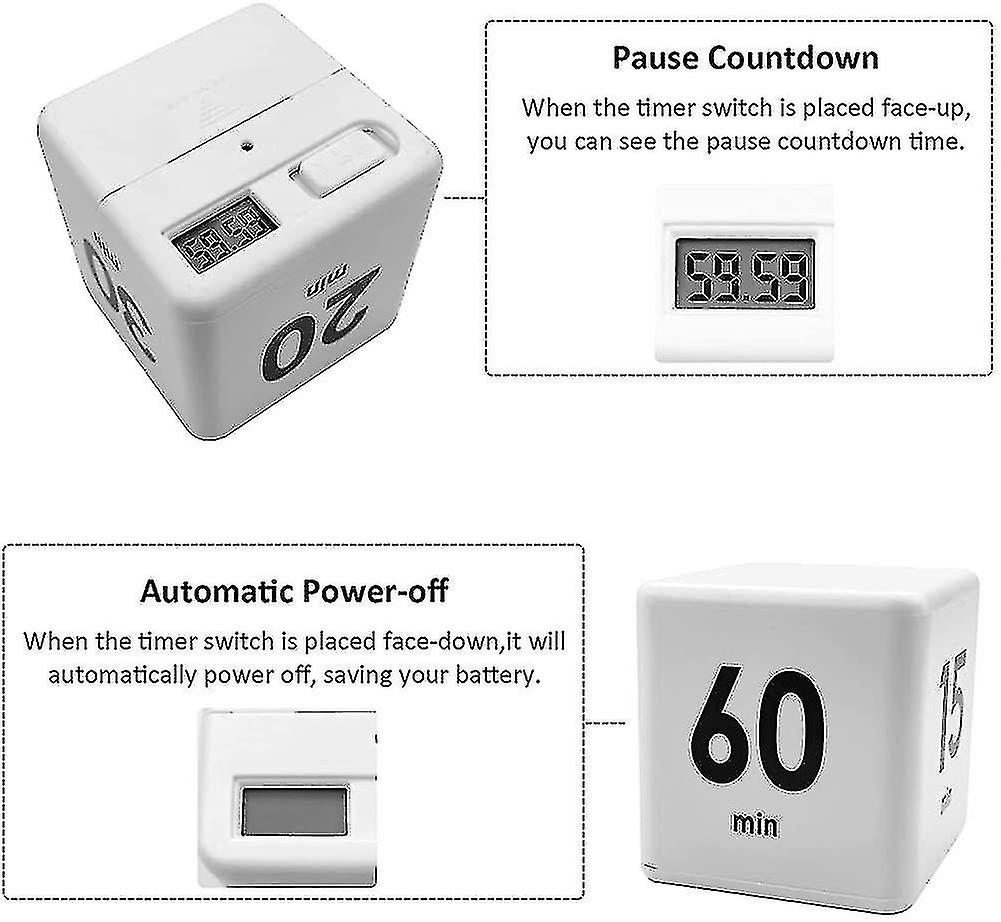 Cube Timer， Kitchen Timer Child Timer Exercise Timer Gravity Sensor Flip Timer Students Timing Alarm Clock Time Manager