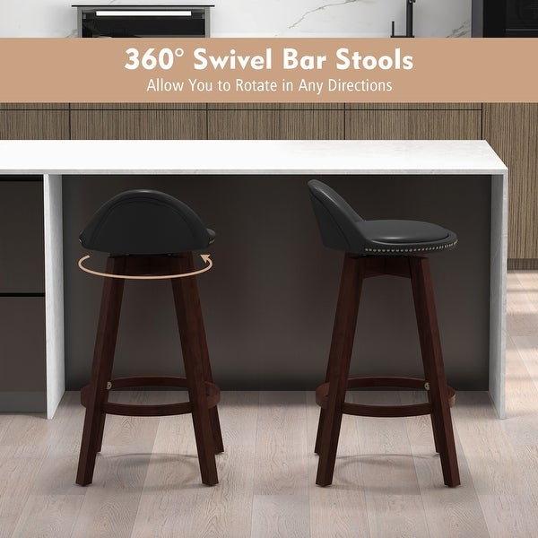 Gymax Set of 4 Swivel Bar Stools 29'' Bar Height Stools w/ PVC Leather