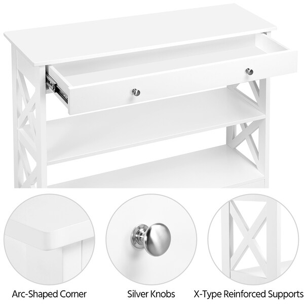 Yaheetech X Design Console Table with 1 Drawer and 2 Open Shelves