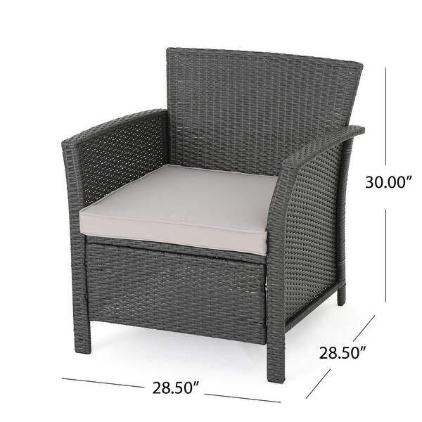 Wicker Club Chairs with Cushions， Set of 2， Gray， Silver - Overstock - 37846058