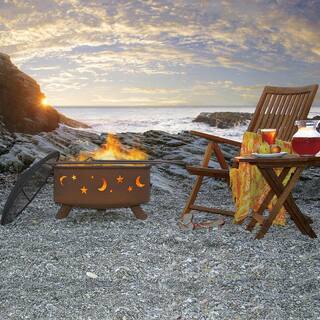 Evening Sky 29 in. x 18 in. Round Steel Wood Burning Fire Pit in Rust with Grill Poker Spark Screen and Cover F100