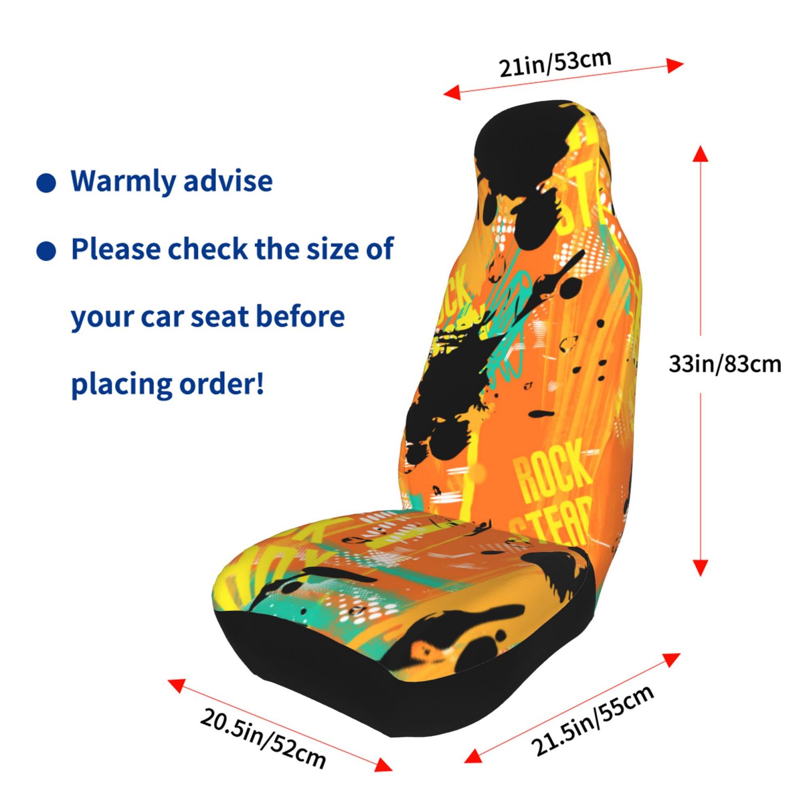 LNWH Car Seat Covers， Orange Graffiti Abstract Camouflage Car Interior Seat Covers - Universal Fit Most Cars， SUV， Trucks， 2pcs Car Seat Protectors