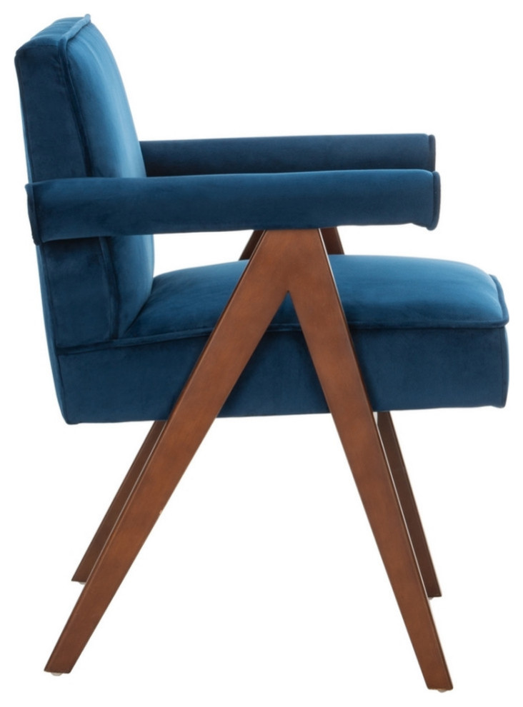 Katie Mid Century Arm Chair Navy/ Walnut   Midcentury   Armchairs And Accent Chairs   by AED Luxury Home Decor  Houzz