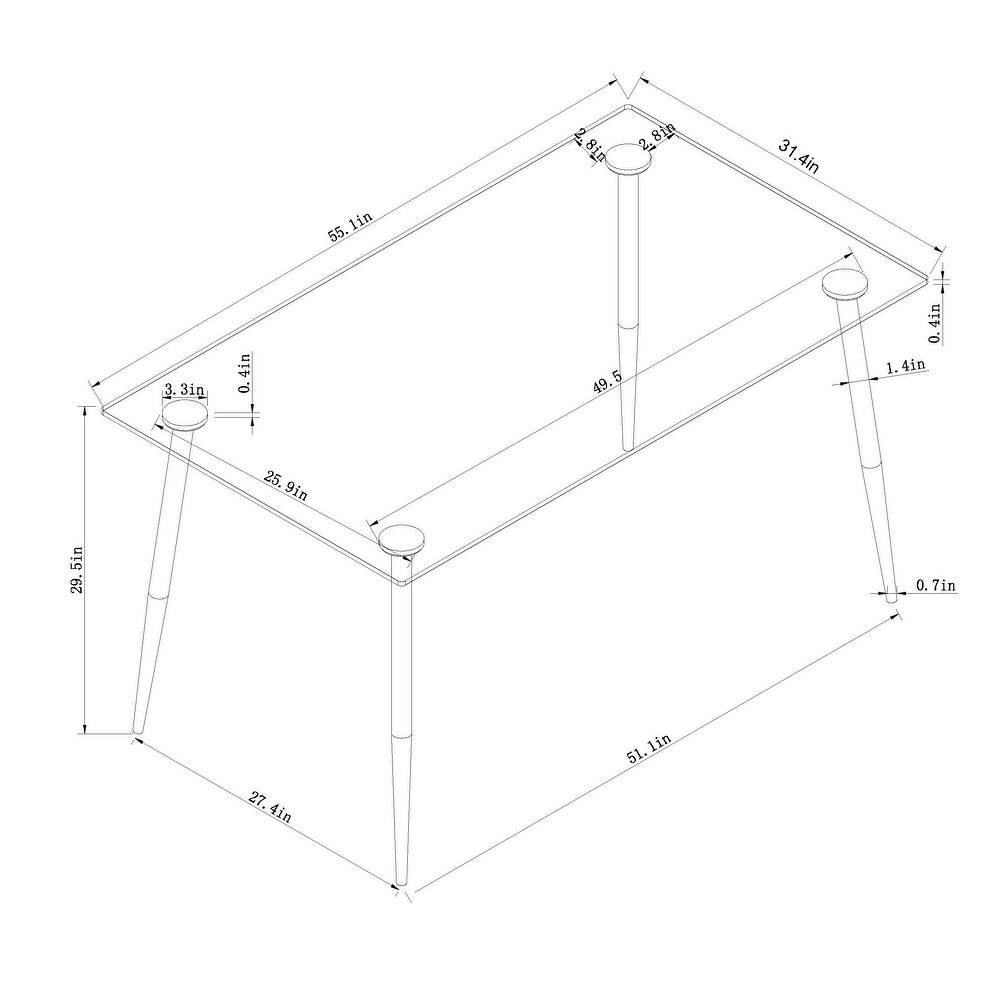 Somette Roberta 4 Legged Matte Black Dining Table   31\