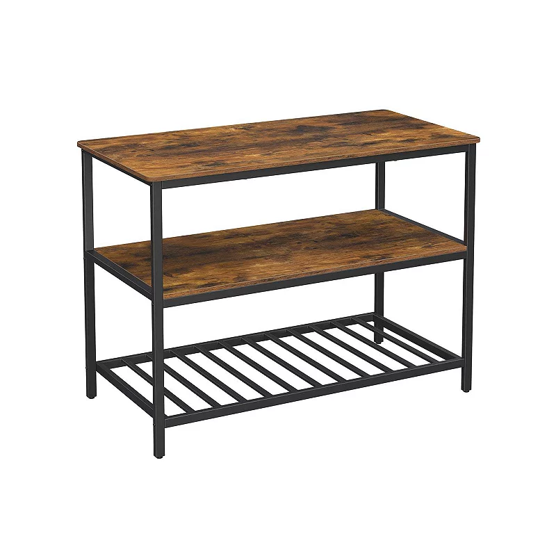 Industrial Rustic Brown 3 Shelves Kitchen Island