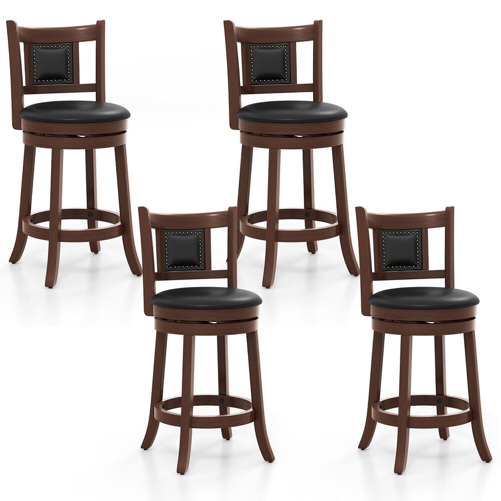 Gymax 25.5'' Swivel Bar Stool Set of 4 Counter Height Bar Stools