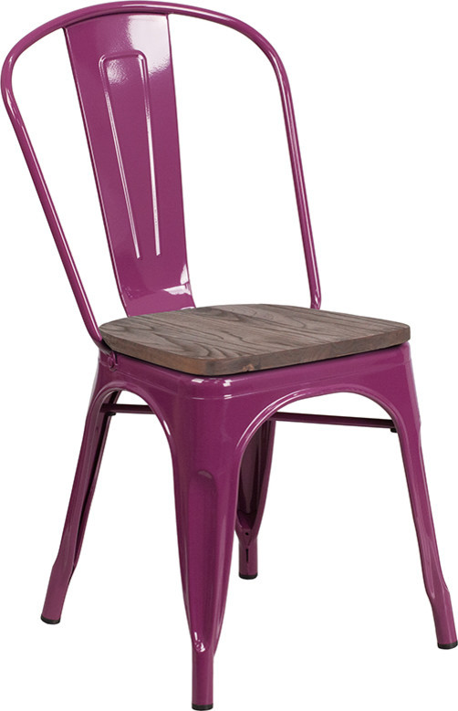 Metal Stackable Chair With Wood Seat   Contemporary   Dining Chairs   by BisonOffice  Houzz