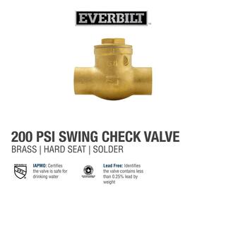 Everbilt 34 in. Brass Sweat x Sweat Solder Swing Check Valve 101-504EB