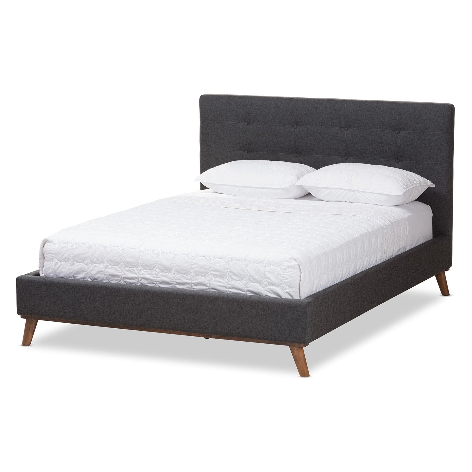 Baxton Studio Valencia Mid-Century Modern Fabric Full Size Platform Bed, Multiple Colors