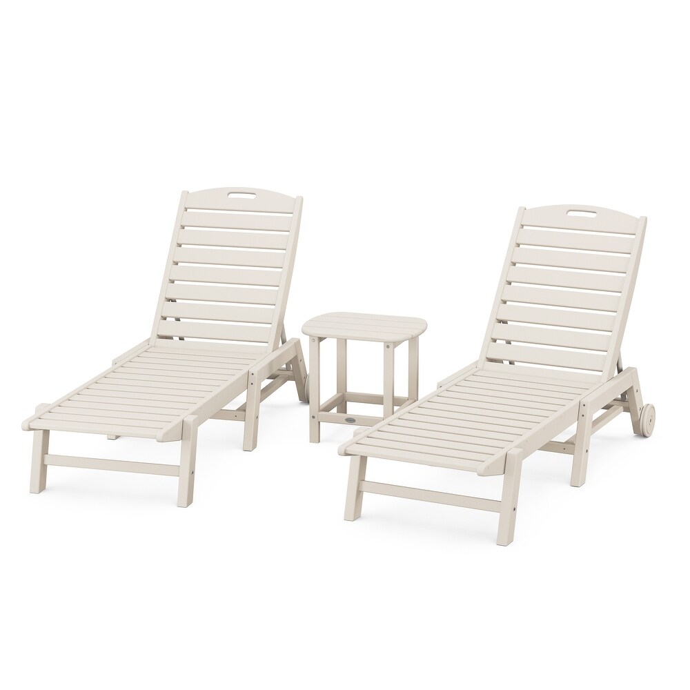 POLYWOOD Nautical 3 Piece Chaise Lounge with Wheels Set with South Beach 18\