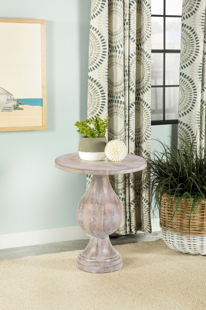 Dianella Round Pedestal Accent Table Side Table Ivory   Modern   Outdoor Side Tables   by Modon  Houzz