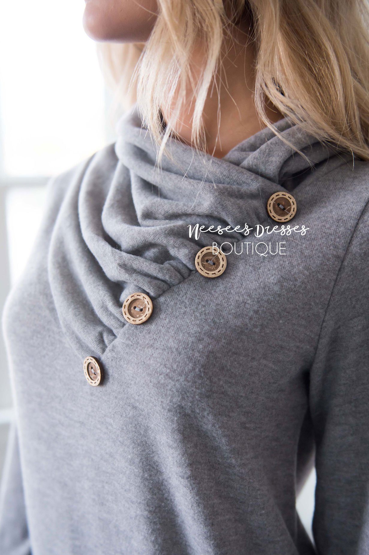 Button Detail Cowl Neck Tunic