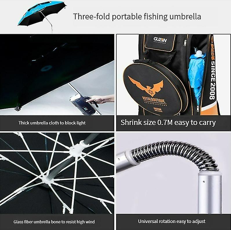 2.2m Sunscreen And Uv Protection Parasol-metal Rod Double-layer Vinyl (black) Umbrella