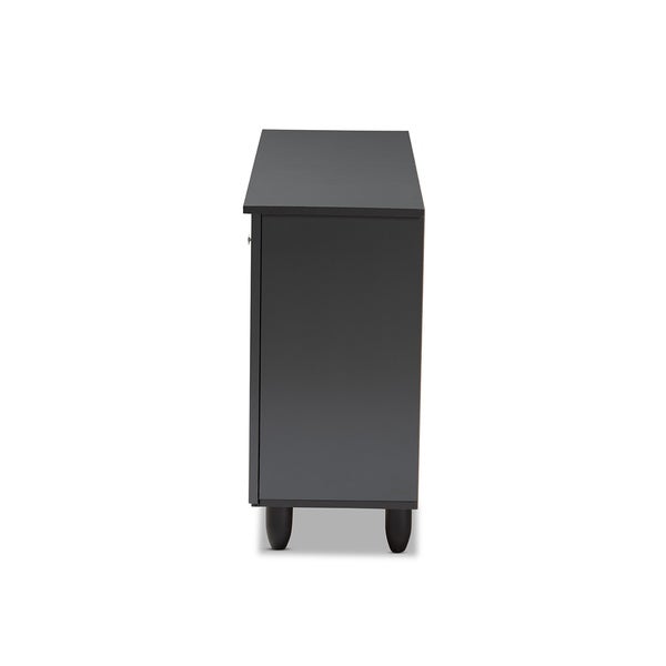 Contemporary Dark Grey 12-pair Shoe Storage Cabinet - - 26396257