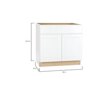 Hampton Bay Hampton 36 in. W x 24 in. D x 34.5 in. H Assembled Sink Base Kitchen Cabinet in Satin White KSB36-SW