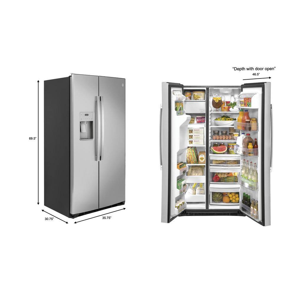 GE 21.8 cu. ft. Side by Side Refrigerator in Fingerprint Resistant Stainless Steel Counter Depth GZS22IYNFS