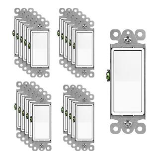 ENERLITES 15 Amp Single Pole DecoratorRocker Light Switch White (20-Pack) 91150-W-20PCS