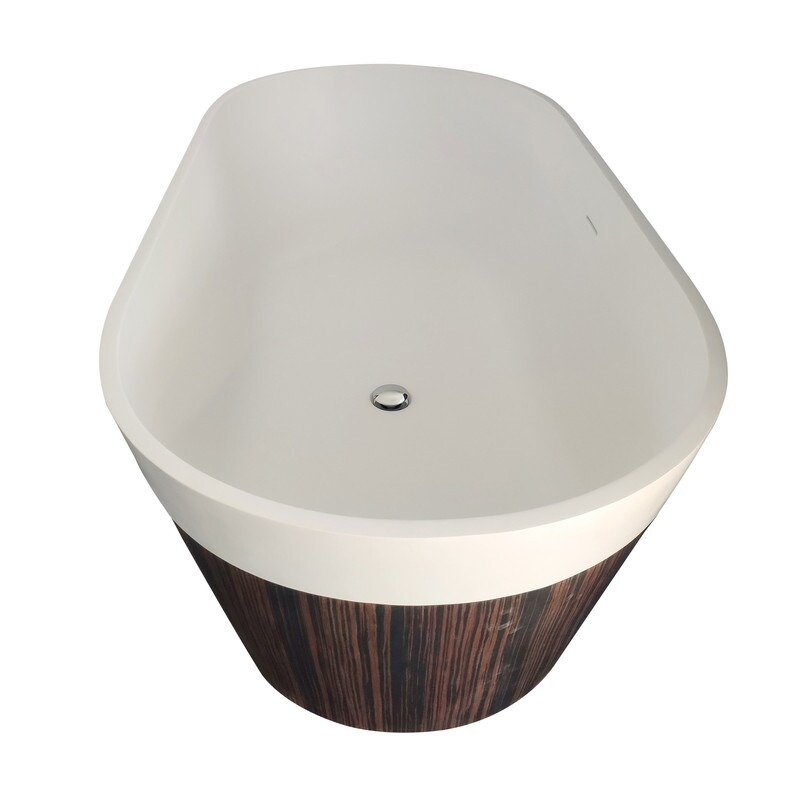 MEDUNJESS 63'' Soaking Bathtub Stone Resin Freestanding Bathtub