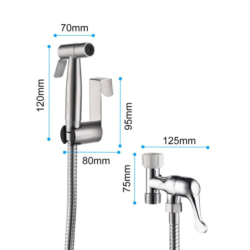 matrix decor Modern Single-Function Dual-Mount Handheld Bidet Sprayer in Stainless Steel MD-ALP33301NC