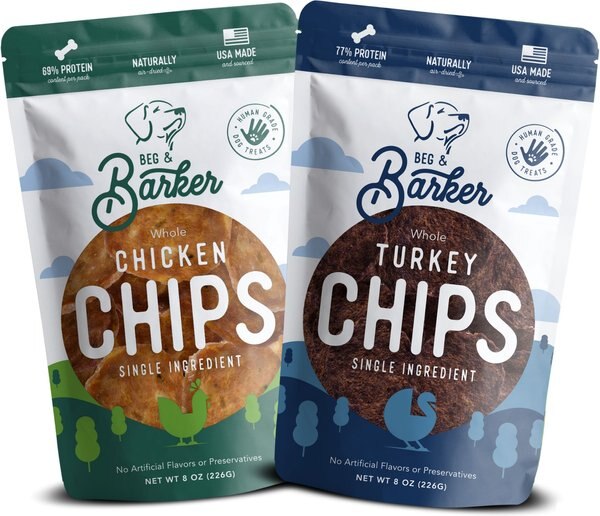 Beg and Barker Fowl Combo Whole Chicken and Turkey Chips Natural Single Ingredient Dog Treats