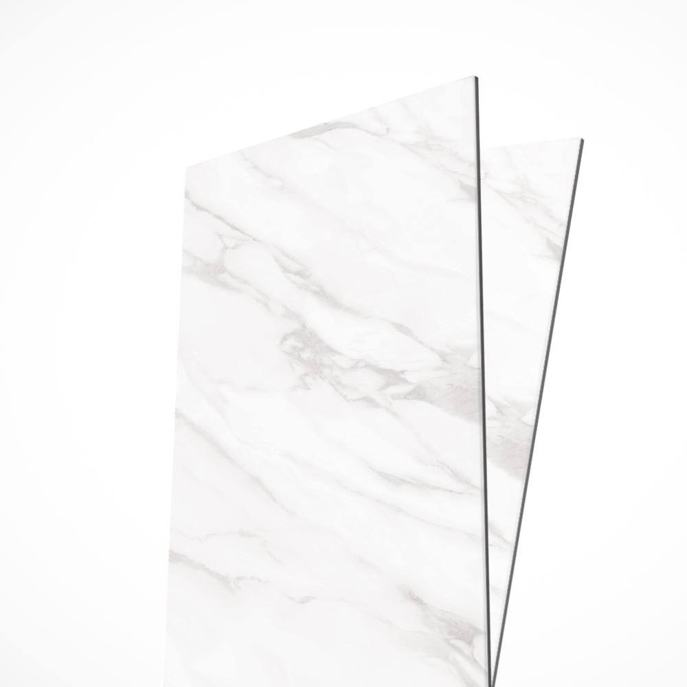 RENOBOARD White Marble 11.5 in. H x 23.5 in. Peel and Stick Faux Marble Renoboard (10-Tiles 18.8 sq. ft.) RB101-10