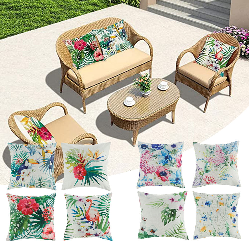 MLfire 4 Pack Decorative Throw Pillow Cover Square Cushion Covers Waterproof Tropical Plants Throw Pillow Coers Canas Coer for Outdoor Patio Garden Blench Tent Living Room Bed, and Sofa