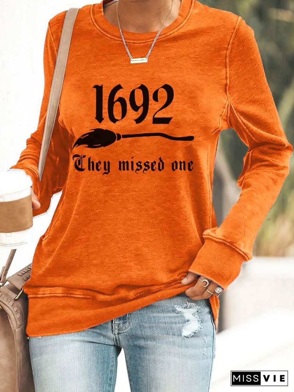 Women's 1692 They Missed One Salem Witch Print Sweatshirt