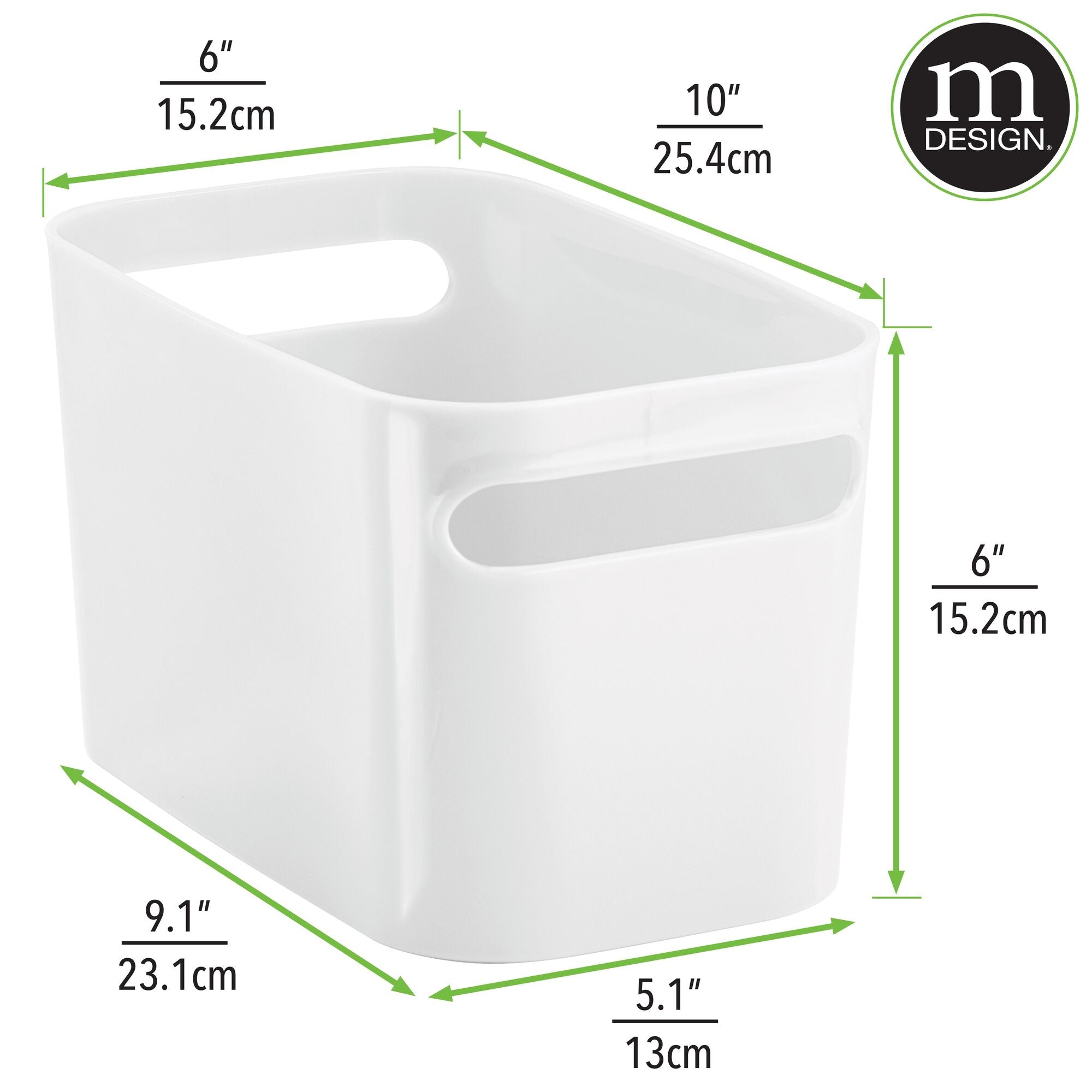 mDesign Deep Plastic Bathroom Vanity Storage Bin with Handles - Organizer for Hand Soap， Body Wash， Shampoo， Lotion， Conditioner， Hand Towel， Hair Brush， Mouthwash - 10