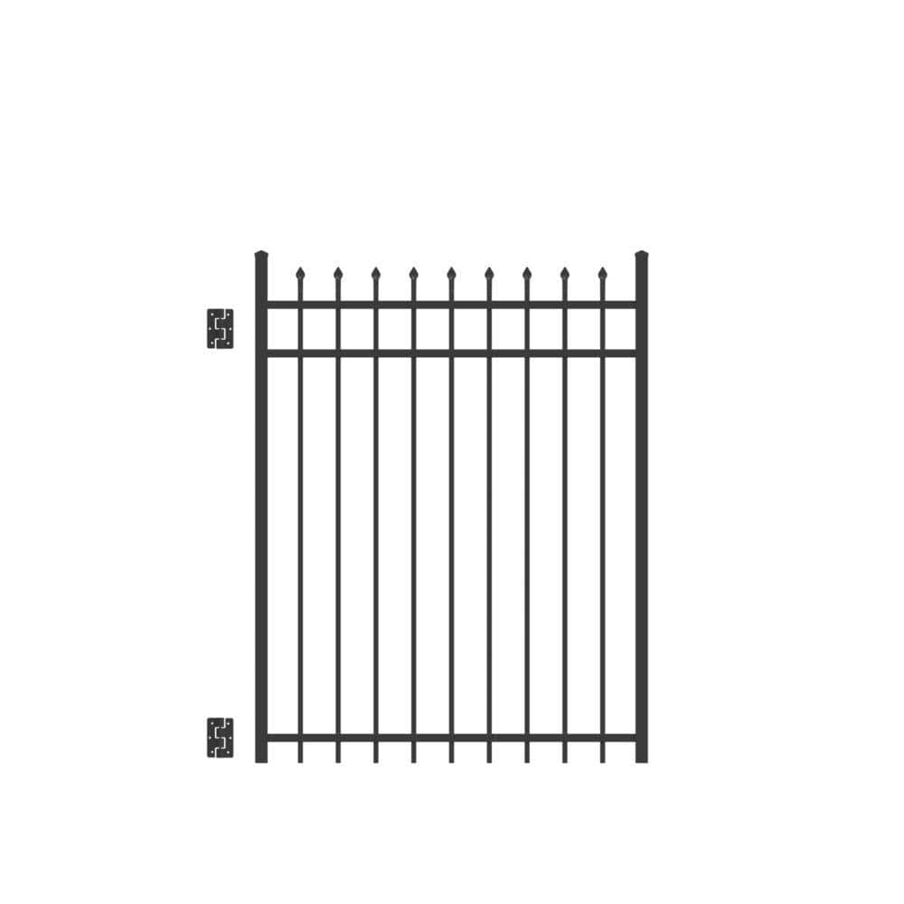 Barrette Outdoor Living Cascade Standard-Duty 4 ft. W x 5 ft. H Black Aluminum Straight Pre-Assembled Fence Gate 73009371