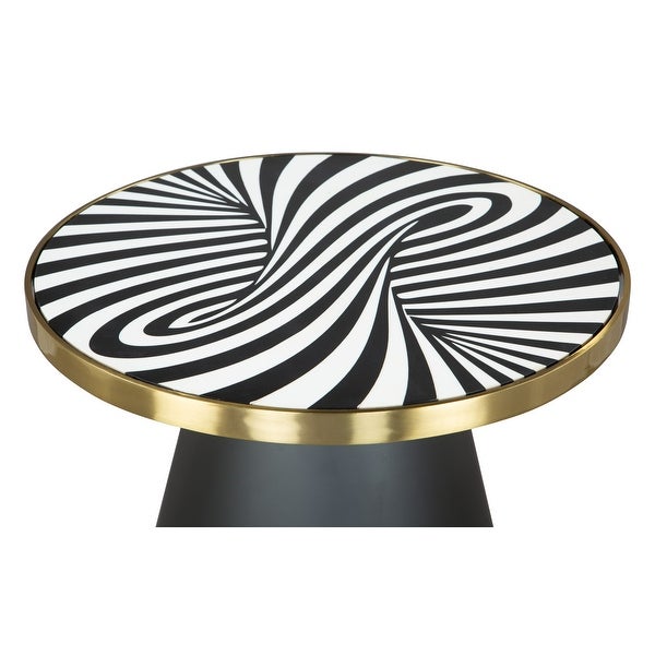 Fission Side Table White， Gold and Black - 18.1