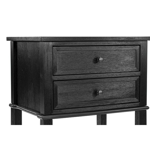 Wood Night Stand with 2 Wood Drawers for Bedroom - Stable and Sturdy Constructed (Finish Options Available)