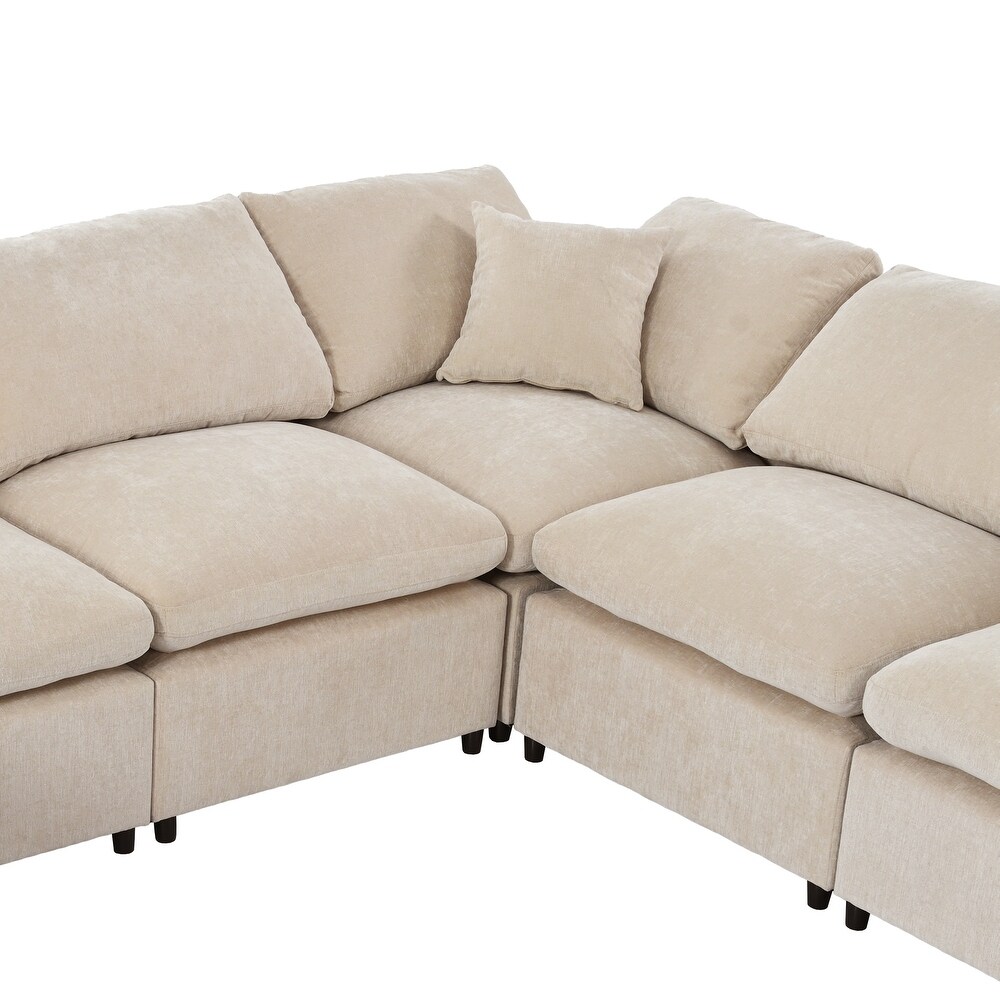 Oversized Modular Corner Sofa L Shaped Sectional Sofa w/Ottoman 7 Seat Sectional Sofa w/Removable Cushions for Livingroom