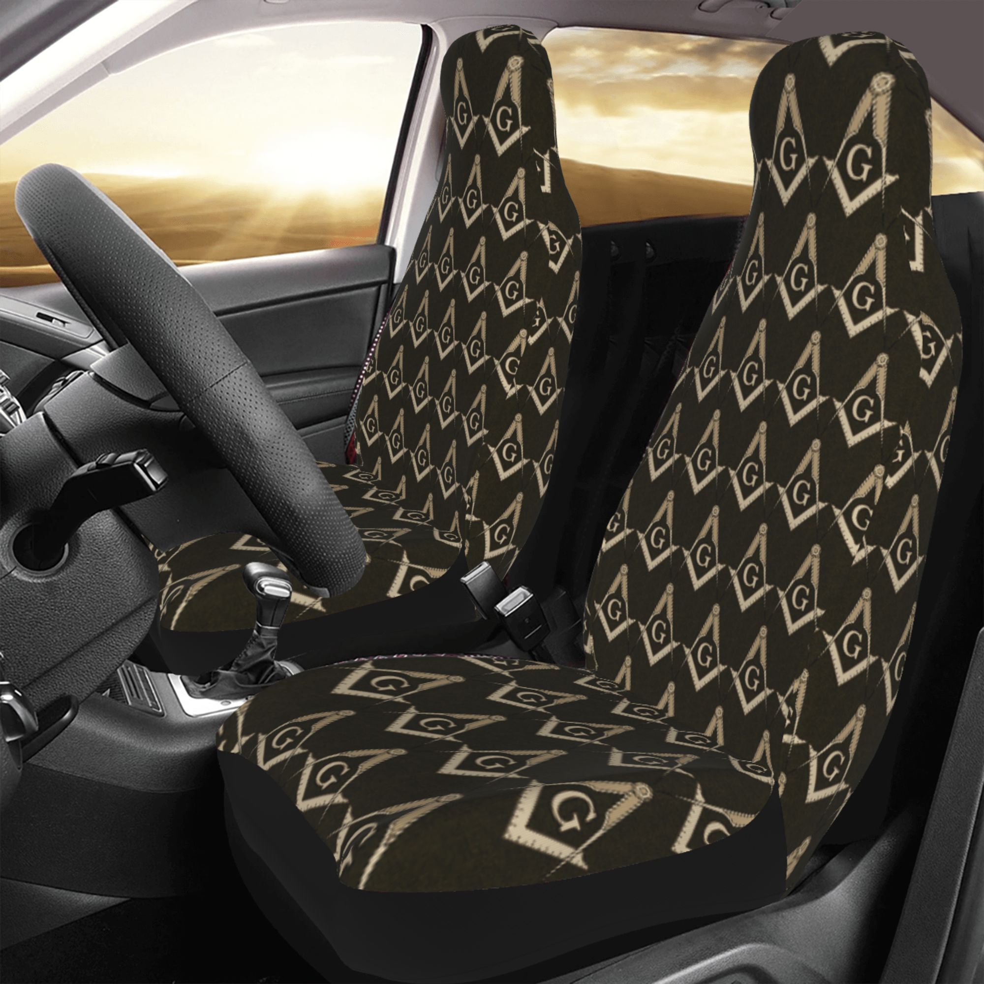 ZICANCN Car Seat Cover Brown Mason Freemason Symbol Car Front Seat Covers Protectors ， Automotive Seat Covers for Cars Trucks Suv