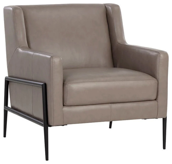 Aiman Lounge Chair  Alpine Gray Leather   Midcentury   Armchairs And Accent Chairs   by Peachtree Fine Furniture  Houzz