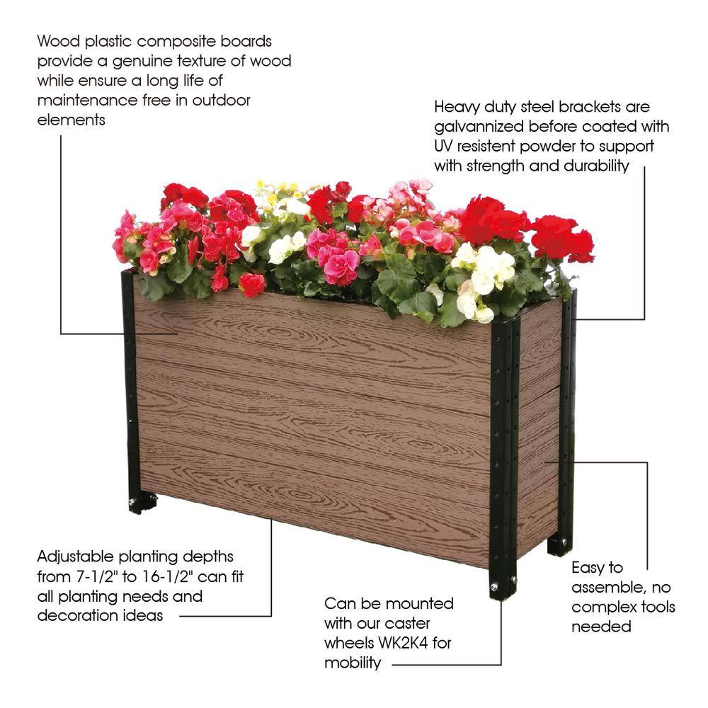 EverBloom 36 in. W x 12 in. D x 21 in. H Elevated Deep Trough Planter E213612