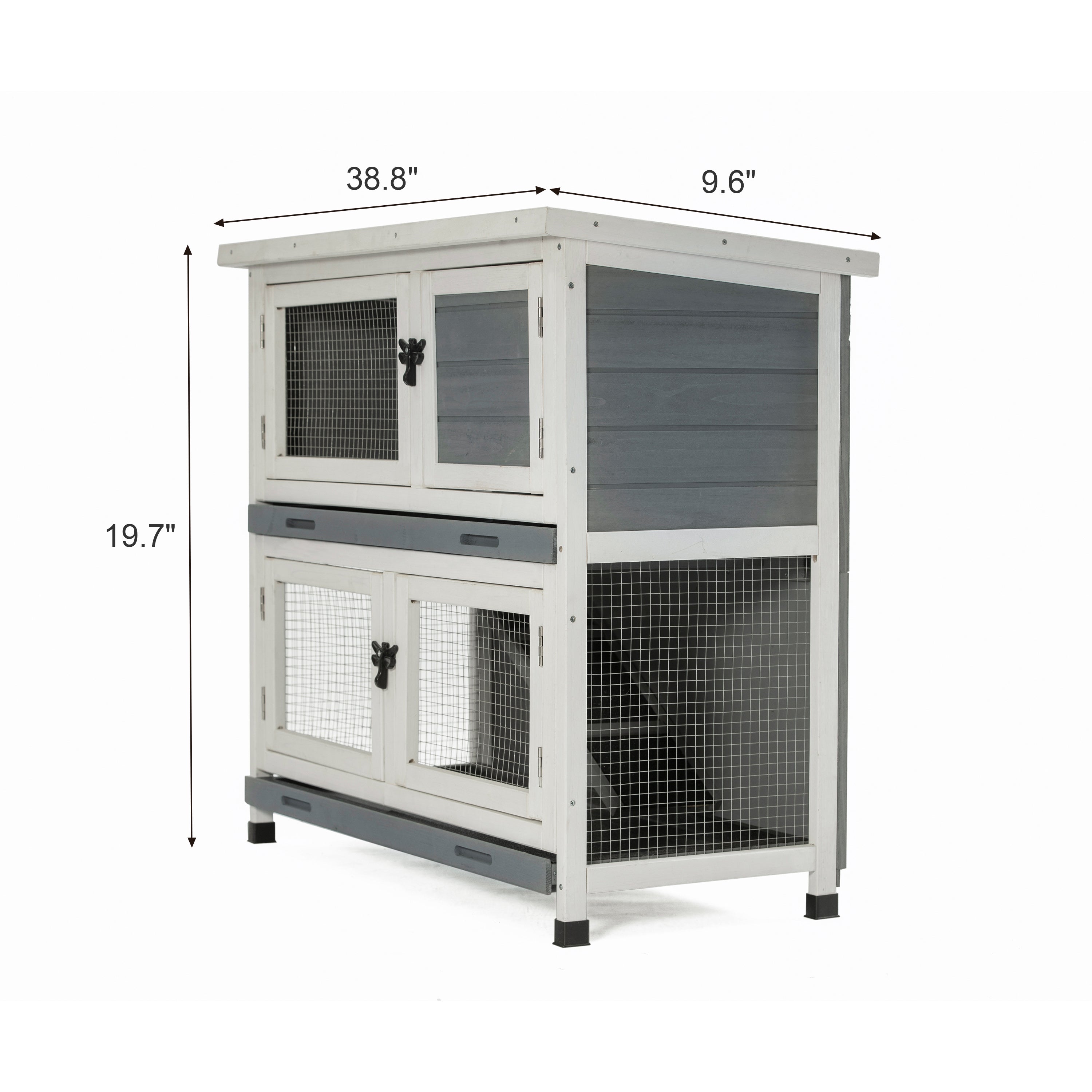 Rabbit Hutch Indoor and Outdoor Use， Two-Tier Animal Hutch with Flip-up Roof