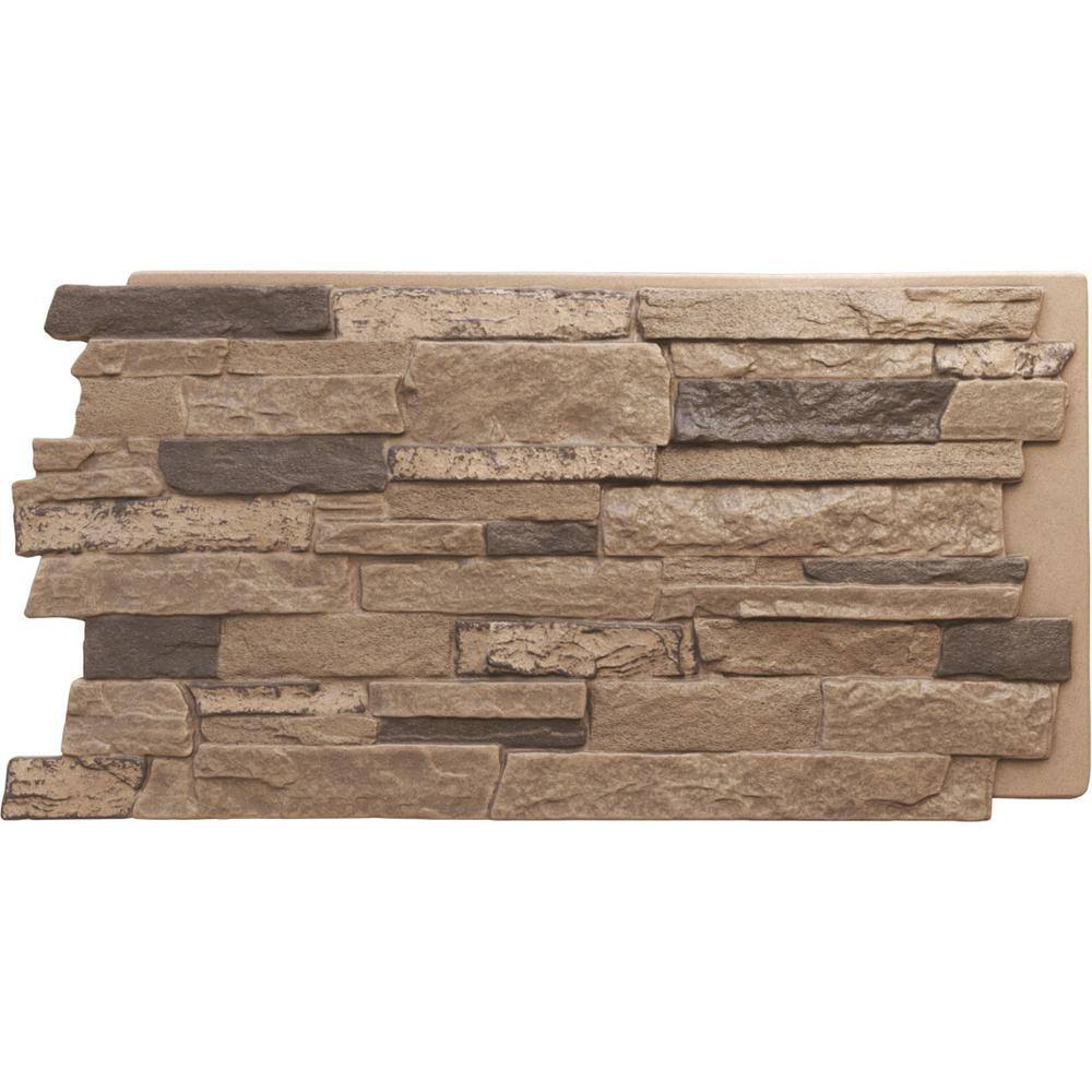 Ekena Millwork 49 in. x 25-12 in. Acadia Ledge Stacked Stone StoneWall Faux Stone Siding Panel PNU24X48ALSR