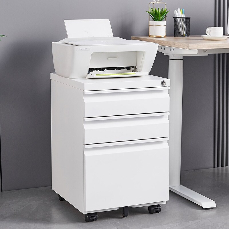 Mobile Locking File Cabinet  Rolling Filing Cabine w/3 Drawers