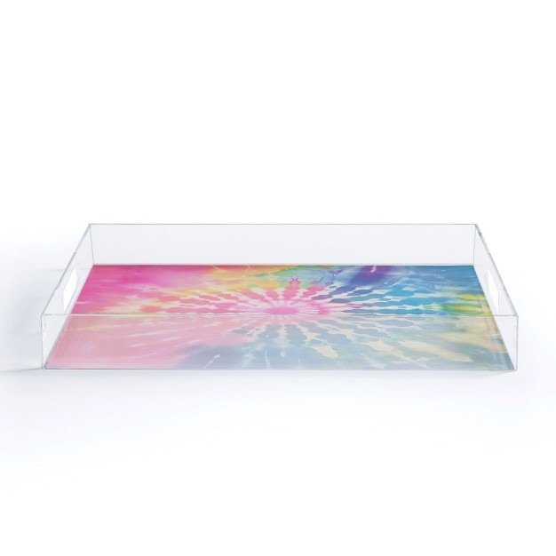 Emanuela Carratoni Boho Rainbow Tie Dye Acrylic Tray deny Designs