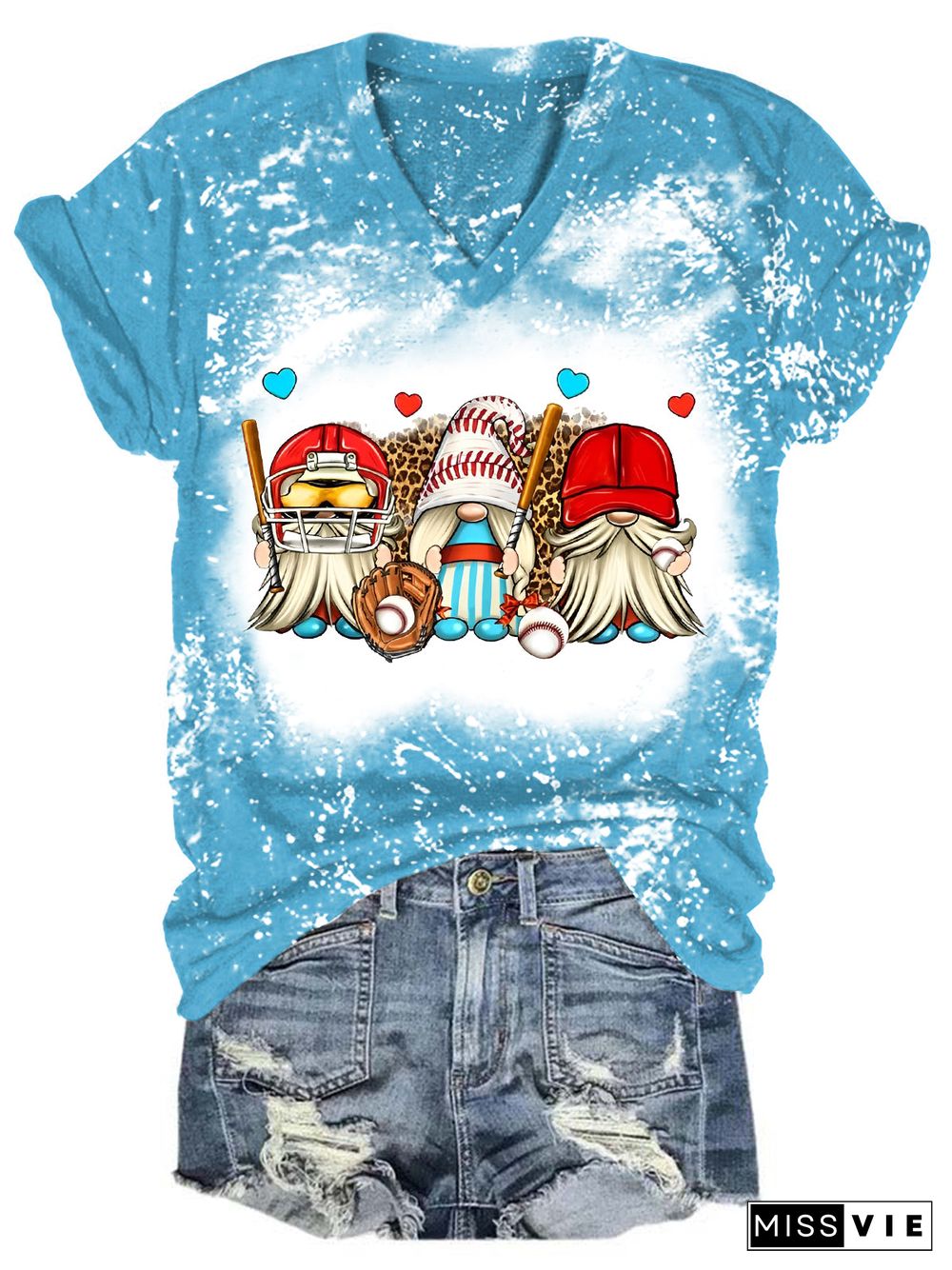 Baseball Team Gnomes Bleaching V Neck T-shirt