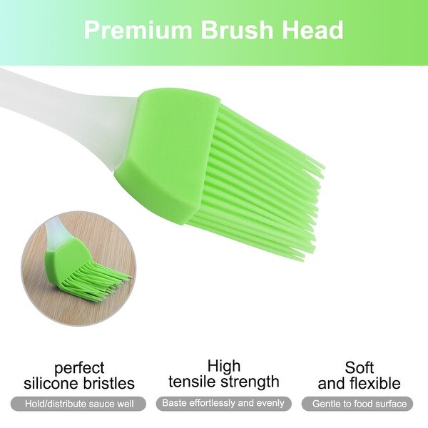 2pcs Flexible Silicone Brush Heat Resistant Non-Stick Utensils - Green - 6.7