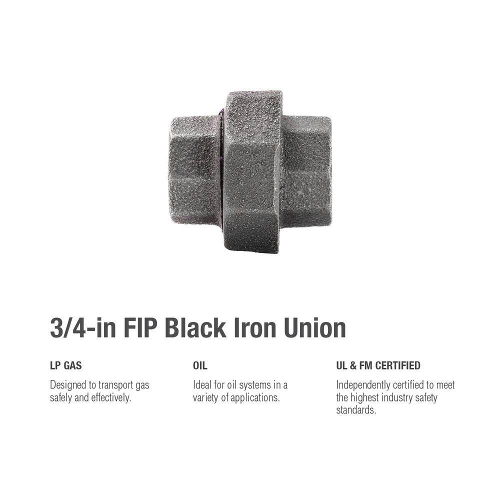 Southland 34 in. Black Malleable Iron FPT x FPT Union Fitting 521-704HN