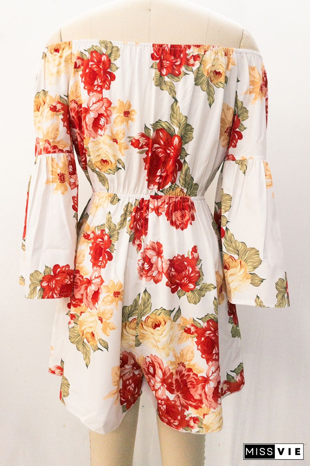 Floral Print Off Shoulder Dress Wholesale