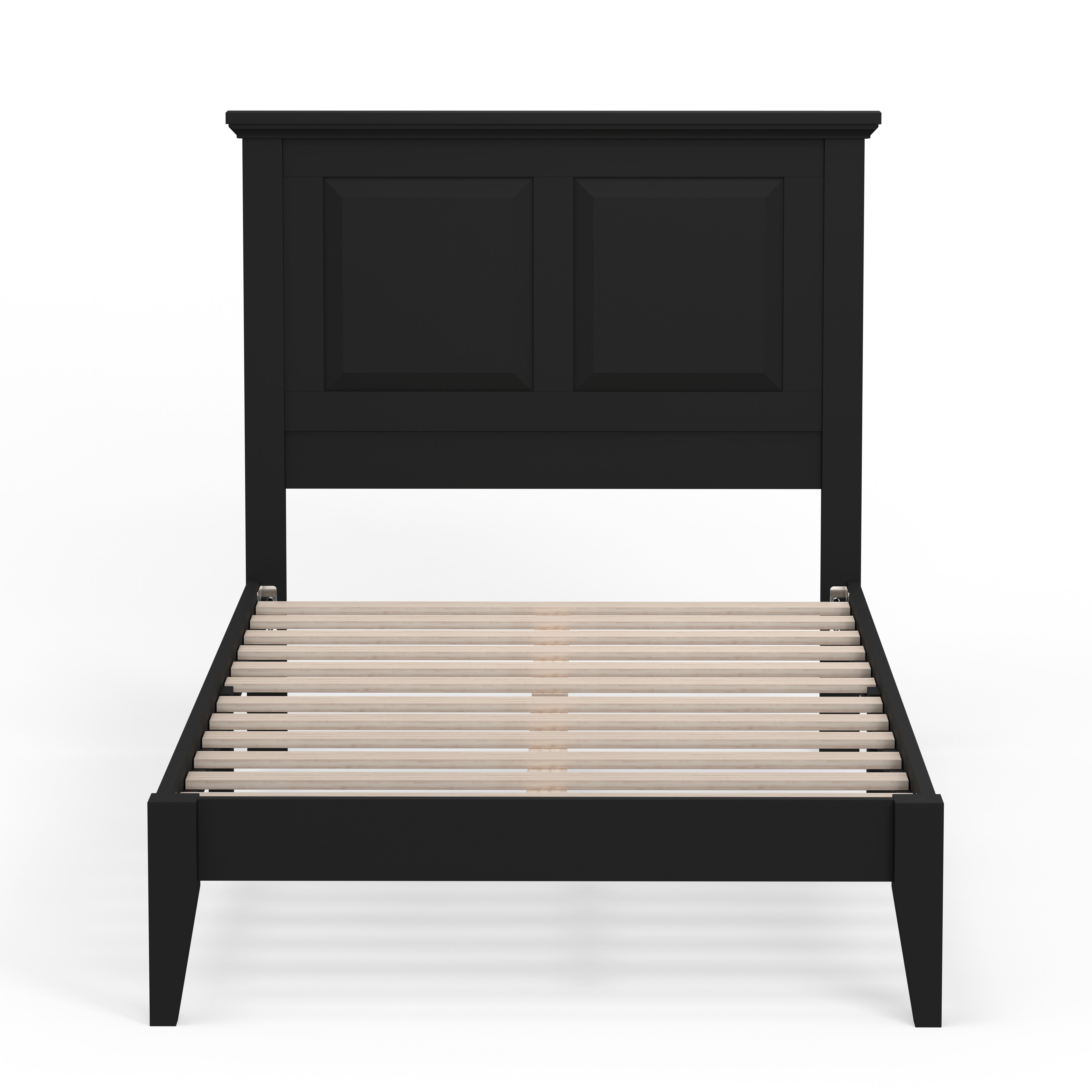 Cottage Style Solid Wood Platform Bed in Twin - Ebony (Black)