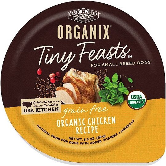 Castor and Pollux Organix Tiny Feasts Grain-Free Organic Chicken Recipe Dog Food Trays