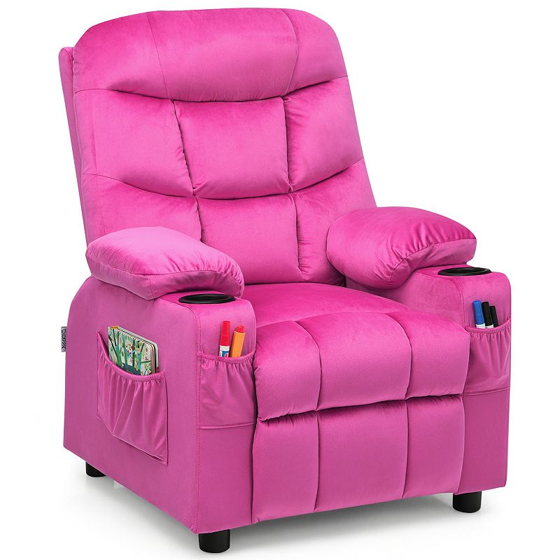 PU Leather Kids Recliner Chair with Cup Holders and Side Pockets