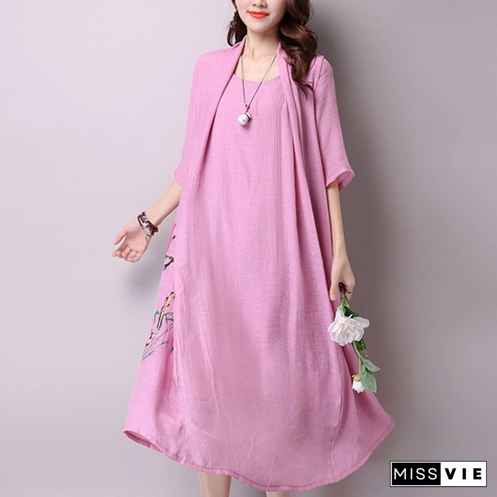 Spring Summer Women's Dress Plus Size Vintage Casual Fashion Half Sleeve Office Elegant One Piece Ladies Fashion Dresses