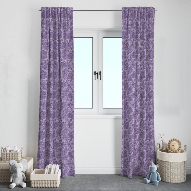 Bacati Isabella Lilac Scroll Cotton Printed Single Window Curtain Panel