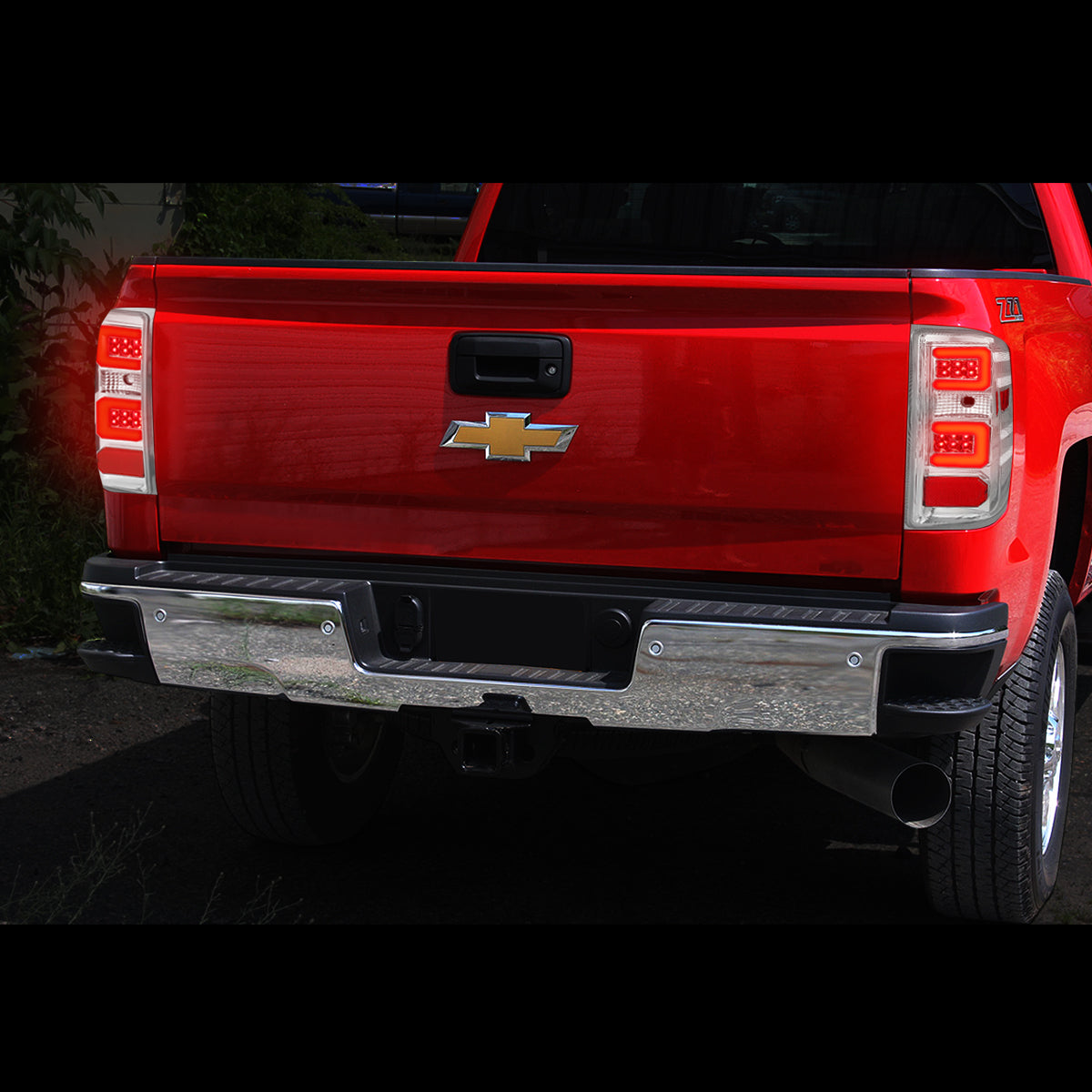 DNA Motoring TL-CSIL15-LED-3D-CH-CL For 2014-2019 Chevy Silverado / GMC Sierra 1500 2500 3500 HD 3D LED Light Bar Tail Lights ( Chrome Housing Clear lens )